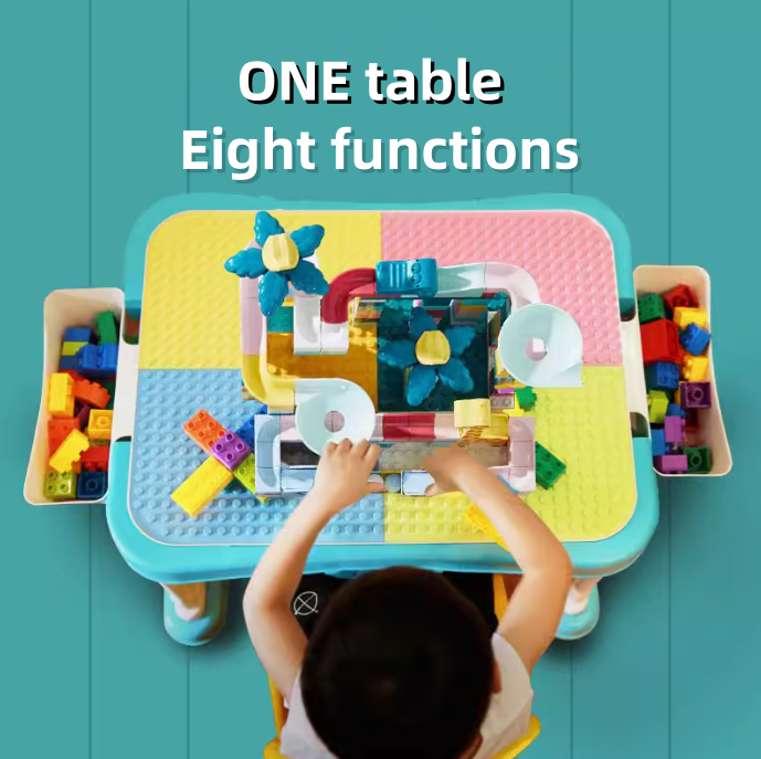 Sound Play Children's wooden table multi-functional baby assembling toys large particle assembling blocks puzzle brain game table children's building blocks table