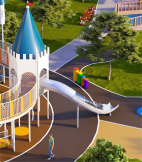 Sound Play Custom playground equipment the Spiral Castle series