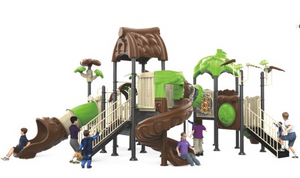 Sound play Outdoor Plastic Slide Forest Series Medium Size Brown and green