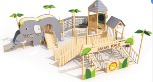 Sound Happy elephant Coconut Grove Paradise Sophora wood outdoor double slide combination