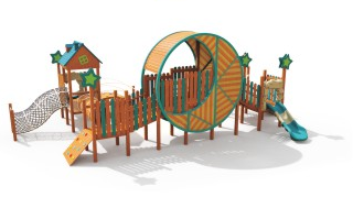 Sound Play Wooden slide moon walk series Wooden outdoor slide