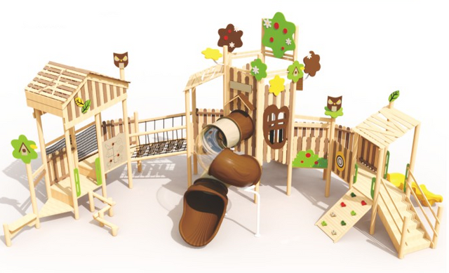 Sound Play Joy Magic Owl Park Loci wood outdoor multi-functional slide 