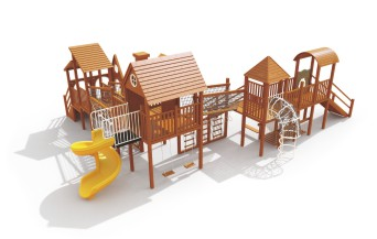 Sound Play Wooden slide log cabin series Wooden outdoor slide