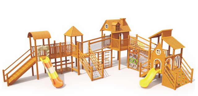 Sound Play Wooden slide log cabin series Wooden outdoor slide