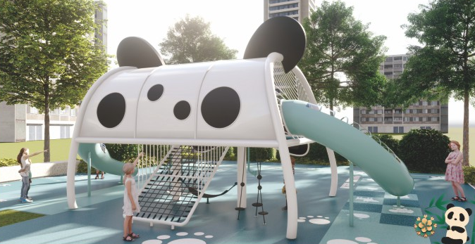 Sound Play Outdoor stainless steel slide panda type China slide