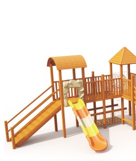 Sound Play Wooden slide log cabin series Wooden outdoor slide