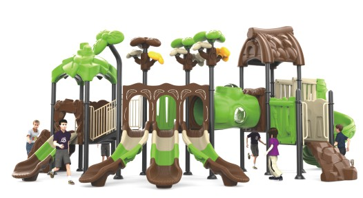 Sound play Outdoor Plastic Slide Forest Series Medium Size Brown and green