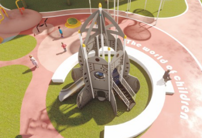  Sound Play Outdoor Rocket Stainless Steel Slide Unique Design Safe Interactive Play Equipment