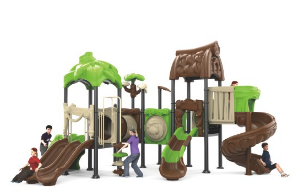 Sound play Outdoor Plastic Slide Forest Series Medium Size Brown and green