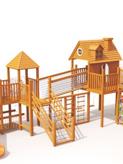 Sound Play Wooden slide log cabin series Wooden outdoor slide