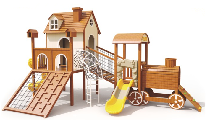 Sound Play Wooden slide train house series Wooden outdoor slide