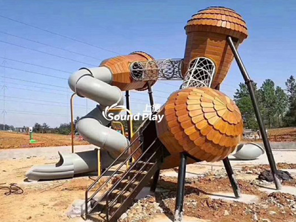 Outdoor Non-standard Customized Playground Equipment African Pear Wood Modeling Pine Cones